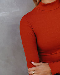 Norton Mock Neck Knit Top - Rust