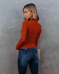 Norton Mock Neck Knit Top - Rust