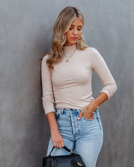 Norton Mock Neck Knit Top - Sand