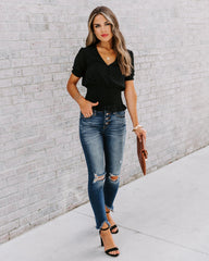 Nostalgia Smocked Swiss Dot Top - Black