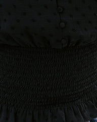 Nostalgia Smocked Swiss Dot Top - Black
