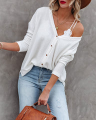 Nothing Without You Thermal Button Down Top - Ivory