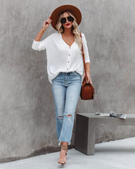 Nothing Without You Thermal Button Down Top - Ivory