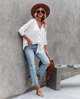 Nothing Without You Thermal Button Down Top - Ivory