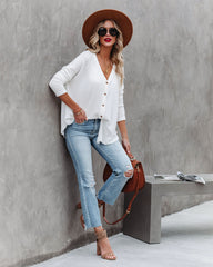 Nothing Without You Thermal Button Down Top - Ivory