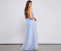 Nylah Pleated Rainbow A-Line Dress