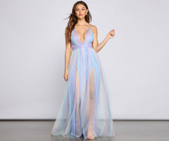 Nylah Pleated Rainbow A-Line Dress