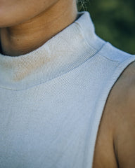 Nyra Sleeveless Mock Neck Knit Top - Beige