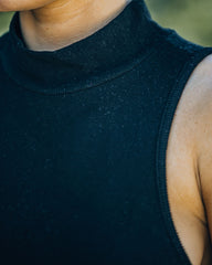 Nyra Sleeveless Mock Neck Knit Top - Black