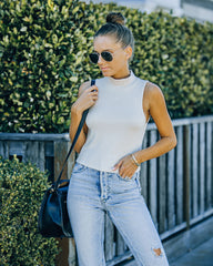 Nyra Sleeveless Mock Neck Knit Top - Ivory