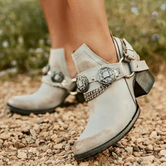 Cyberpunk-Style Buckle Ankle Boots