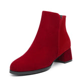 Elegant Slip On Chunky Heel Ankle Boots