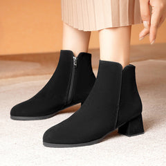 Elegant Slip On Chunky Heel Ankle Boots