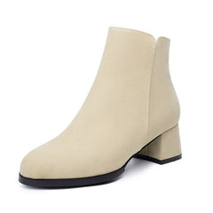 Elegant Slip On Chunky Heel Ankle Boots