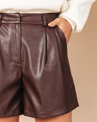 Oakley Pocketed Faux Leather Shorts - Chocolate