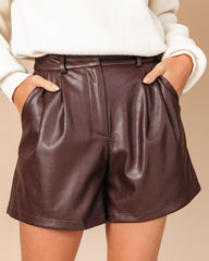 Oakley Pocketed Faux Leather Shorts - Chocolate