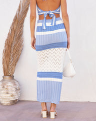 Ocean Shades Knit Midi Skirt - Blue/White