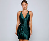 Oksana Formal Satin Mini Dress