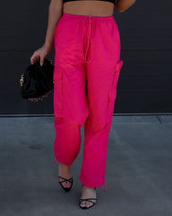 Old Skool Cargo Nylon Pants - Fuchsia