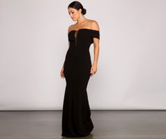 Olivia Formal Off The Shoulder Crepe Dress