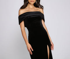 Olivia Formal Velvet Off-The-Shoulder Maxi Dress