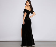 Olivia Formal Velvet Off-The-Shoulder Maxi Dress