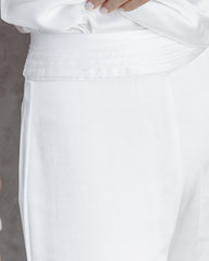 Olivia Pocketed Satin Wide Leg Pants - White