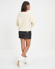 Olivier Faux Leather Gold Button Mini Skirt - Black