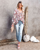 On Repeat Printed Button Down Babydoll Top