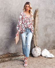 On Repeat Printed Button Down Babydoll Top