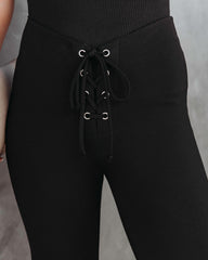 On The Edge Lace Up Flare Pants - Black