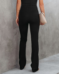 On The Edge Lace Up Flare Pants - Black