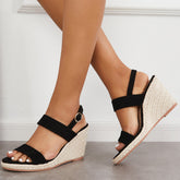 Open Toe Platform Espadrilles Wedge Ankle Strap Slingback Sandals