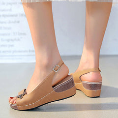 Open Toe Slingback Wedge Platform Sandals