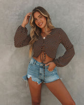 Ortiz Printed Lace Up Crop Top