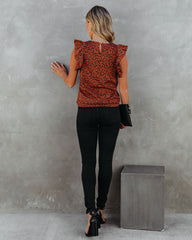 Oscar Leopard Ruffle Knit Top