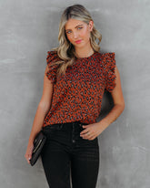 Oscar Leopard Ruffle Knit Top