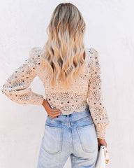 Outer Banks Cotton Crochet Lace Crop Top - Natural