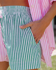 Oxford Cotton Pocketed Shorts - Pink/Green