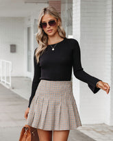 Oxford Plaid Pleated Mini Skirt