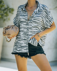 Ozark Zebra Print Button Down Top