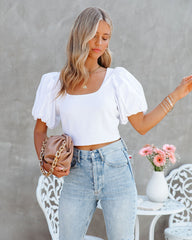 Ozella Cotton Puff Sleeve Crop Top