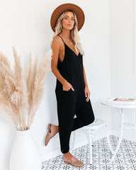 PREORDER - Andy Cotton Blend Pocketed Jumpsuit - Black