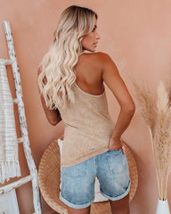 PREORDER - Cactus Washed Cotton Racerback Tank - Camel