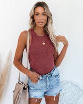 PREORDER - Cactus Washed Cotton Racerback Tank - Merlot