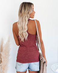 PREORDER - Cactus Washed Cotton Racerback Tank - Merlot