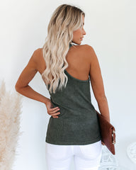 PREORDER - Cactus Washed Cotton Racerback Tank - Olive