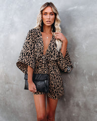 PREORDER - Scratch That Printed Pocketed Tie Romper - Camel