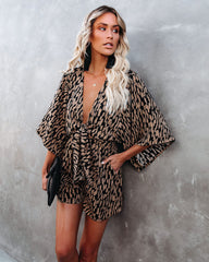 PREORDER - Scratch That Printed Pocketed Tie Romper - Camel