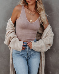 PREORDER - Seaboard Ribbed Knit Crop Tank - Vintage Brown